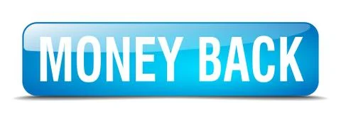 Money back blue square 3d realistic isolated web button Illustrazione stock
