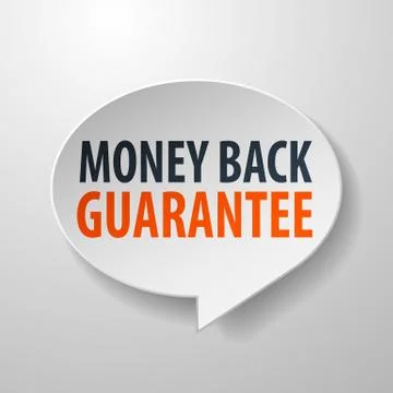 Money back guarantee 3d speech bubble on white background Stock Illustration