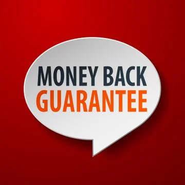 Money back guarantee 3d speech bubble on red background 스톡 일러스트