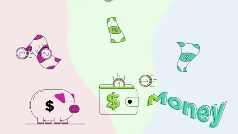 Money background in flat style in 4k video. Stock Footage 155506068