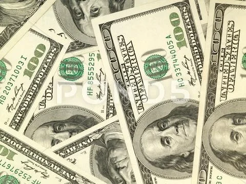 Money background from hundred bucks banknotes Stock-Fotos