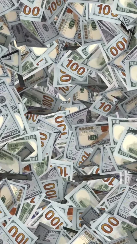 Money Background Loop - 100 US Dollars Modern Bills - IV - Vertical Stock Footage 320979761