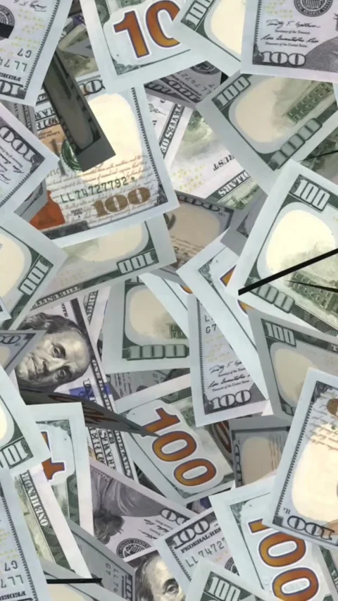 Money Background Loop - 100 US Dollars Modern Bills - I - Vertical CU Stock Footage 320979783