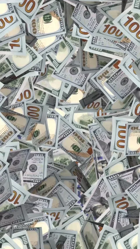 Money Background Loop - 100 US Dollars Modern Bills - II - Vertical Stock Footage 320979809