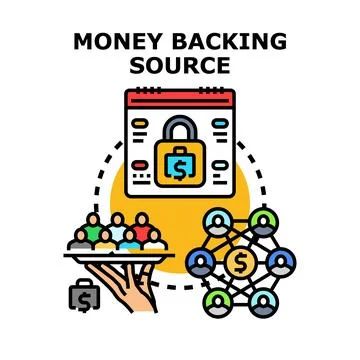 Money backing source for crowd funding investment Stock Illustration