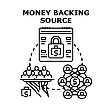 Money backing source for crowd funding investment Stock Illustration