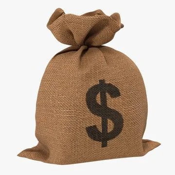 Money Bag 2 Dollar 3D Model 3D Model