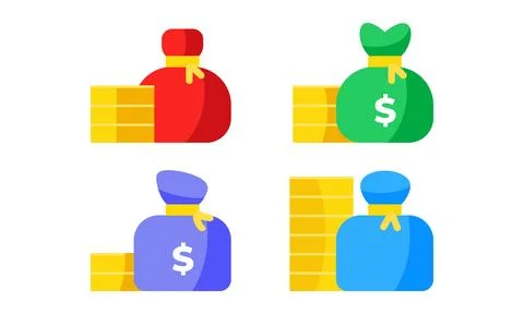 Money Bag And Coin Stack Symbol For Finance And Business Concept Stock Illustration