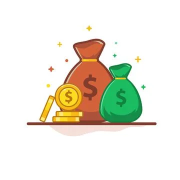 Money bag and stack of dollar coin Stock Illustration