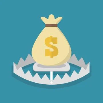 Money bag on bear trap Stock Illustration