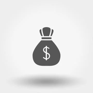 Money Bag with Dollar. Icon. Vector. Stock Illustration
