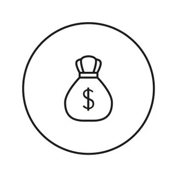 Money Bag with Dollar. Icon. Vector. Stock Illustration