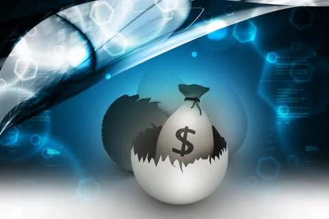 Money bag in egg shell Stock Illustration