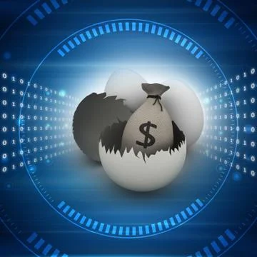 Money bag in egg shell Illustrazione stock