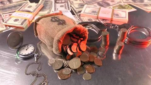 The money bag is handcuffed Stock Footage 138793086