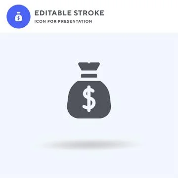 Money Bag icon vector, filled flat sign, solid pictogram isolated on white, l Stock Illustration