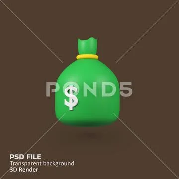 Money bag isolated 3d render icon illustration Plantilla PSD