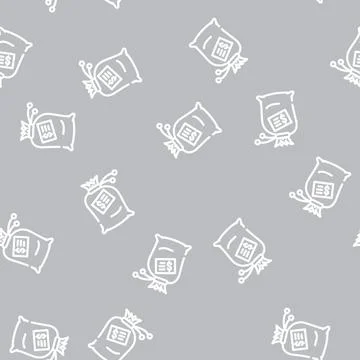 Money bag line vector seamless pattern Stock Illustration