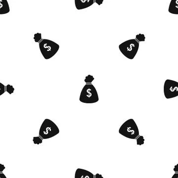 Money bag pattern seamless black Stock Illustration