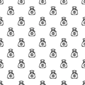 Money bag pattern seamless Stock Illustration