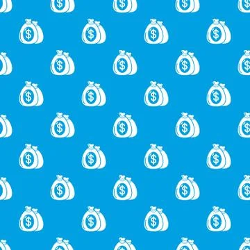 Money bag pattern vector seamless blue Stock Illustration