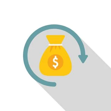 Money bag rotating inside circular arrow indicating cash flow Stock Illustration