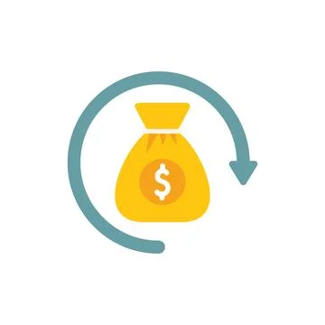 Money bag rotating inside circular arrow showing money circulation 스톡 일러스트