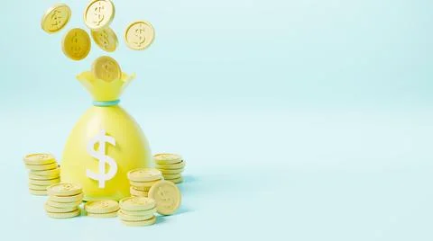Money bag with stack coins and dollar banknote icon Stock Illustration