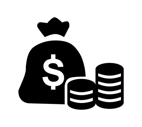 Money bag vector icon with coins Stock Illustration
