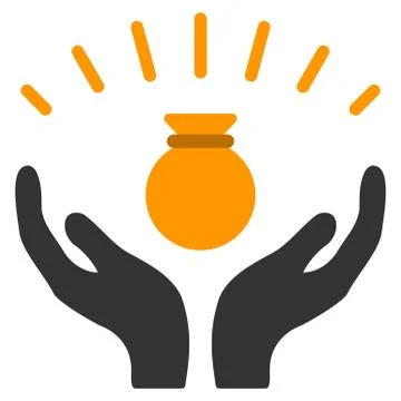 Money Bag Win Hands Flat Icon Stock Illustration