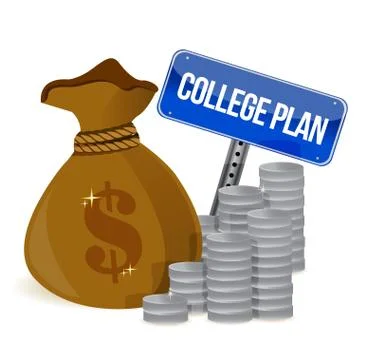 Money bags college plan sign Stock Illustration