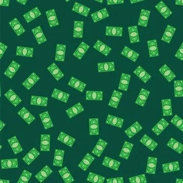 Money bank notes on green pattern background. Seamless pattern green dollar Illustrazione stock