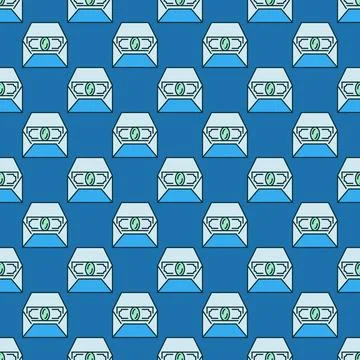Money Banknote in Envelope vector colored seamless pattern Stockillustratie