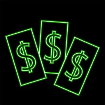 Money banknote in neon effect Illustrazione stock
