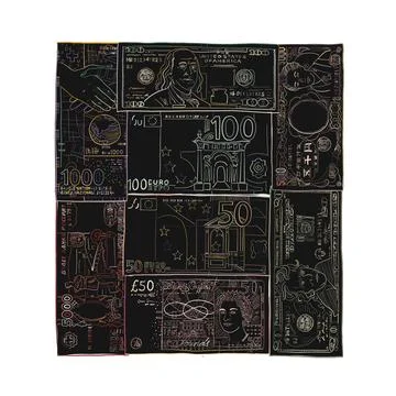 Money banknotes of different countries. US dollar, British pound sterling Stock Illustration