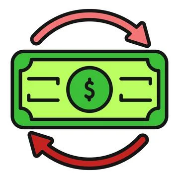 Money bill with circular arrows representing transaction Stock Illustration