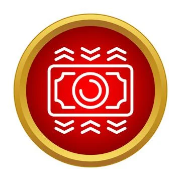 Money bill losing value icon in red circle Stock Illustration