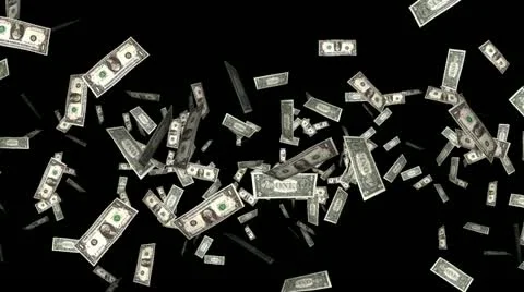 Money Blast - 1 USD bills - II (+ Alpha channel) Stock Footage