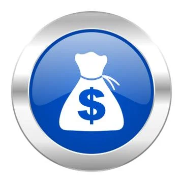 Money blue circle chrome web icon isolated. Stock Illustration