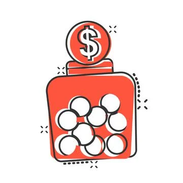 Money box icon in comic style. Coin jar container cartoon vector illustration Stock Illustration
