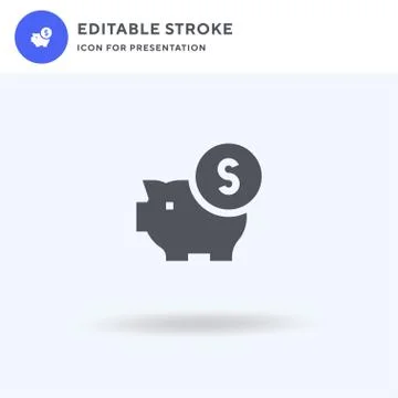 Money Box icon vector, filled flat sign, solid pictogram isolated on white, l 스톡 일러스트
