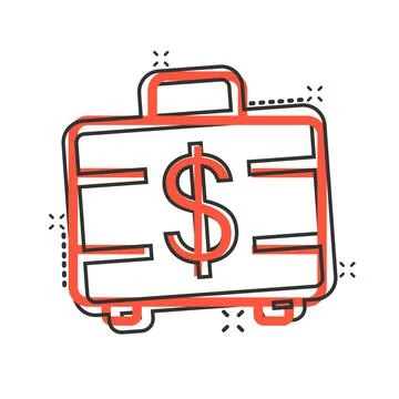 Money briefcase icon in comic style. Cash box cartoon vector illustration on  스톡 일러스트