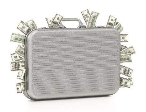 Money briefcase isolated on white background. 3D illustration Stock Illustration