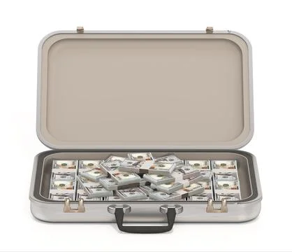 Money briefcase isolated on white background. 3D illustration Stock Illustration
