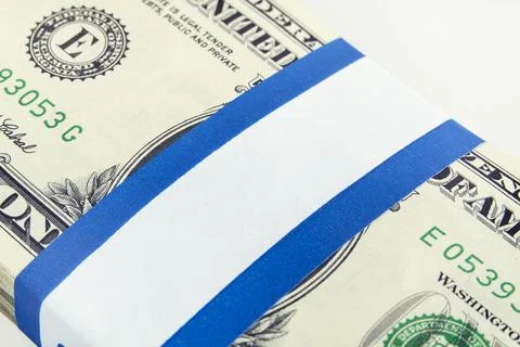 Money Bundle with Blank Label Stock Photos