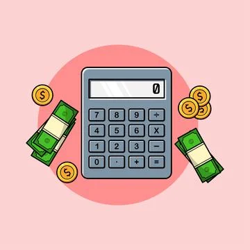 Money calculation with calculator Stock Illustration