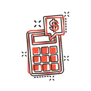Money calculation icon in comic style. Budget banking vector cartoon illustra Stock Illustration
