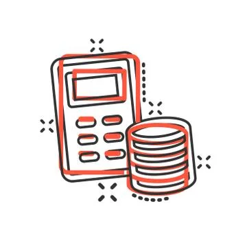 Money calculation icon in comic style. Budget banking vector cartoon illustra Stock Illustration