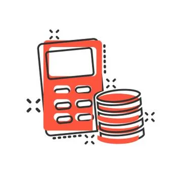 Money calculation icon in comic style. Budget banking vector cartoon illustra Stock Illustration