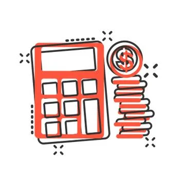 Money calculation icon in comic style. Budget banking vector cartoon illustra Stock Illustration